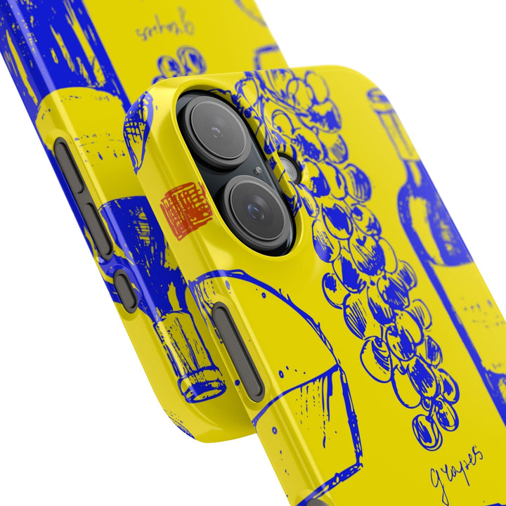 Slim Cute Phone Cases for Iphone | iPhone 15 Case | iPhone 15 Pro Max Case, Iphone 14, Iphone 14 Pro Max, Iphone 13, French Food Wine Yellow Blue - Studio40ParkLane