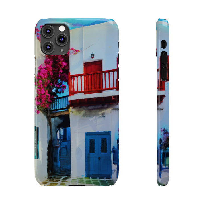 Slim Cute Phone Cases for Iphone | iPhone 15 Case | iPhone 15 Pro Max Case, Iphone 14, Iphone 14 Pro Max, Iphone 13, Colorful Greek Alley Watercolor - Studio40ParkLane