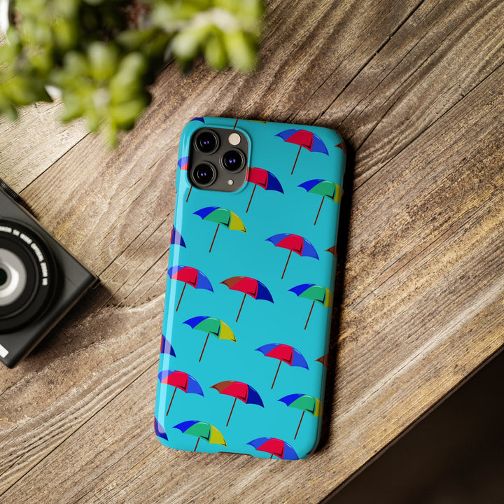 Slim Cute Phone Cases for Iphone - | iPhone 15 Case | iPhone 15 Pro Max Case, Iphone 14 Case, Iphone 14 Pro Max, Iphone 13, Colorful Beach Parasol Blue - Studio40ParkLane