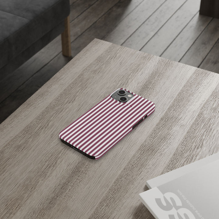 Slim Claret Red Striped Cute Phone Case for Iphone 16 - | iPhone 15 Pro Max Case | iPhone 14 Case Iphone 13 12 11 10 9 8 7 XS X Gift for Her - Studio40ParkLane