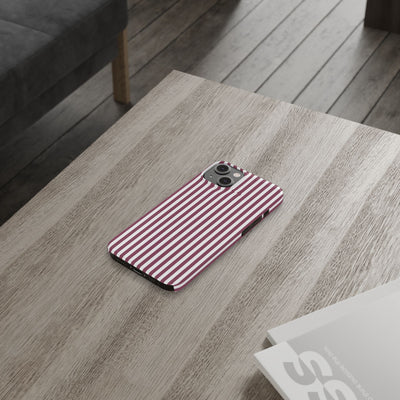 Slim Claret Red Striped Cute Phone Case for Iphone 16 - | iPhone 15 Pro Max Case | iPhone 14 Case Iphone 13 12 11 10 9 8 7 XS X Gift for Her - Studio40ParkLane