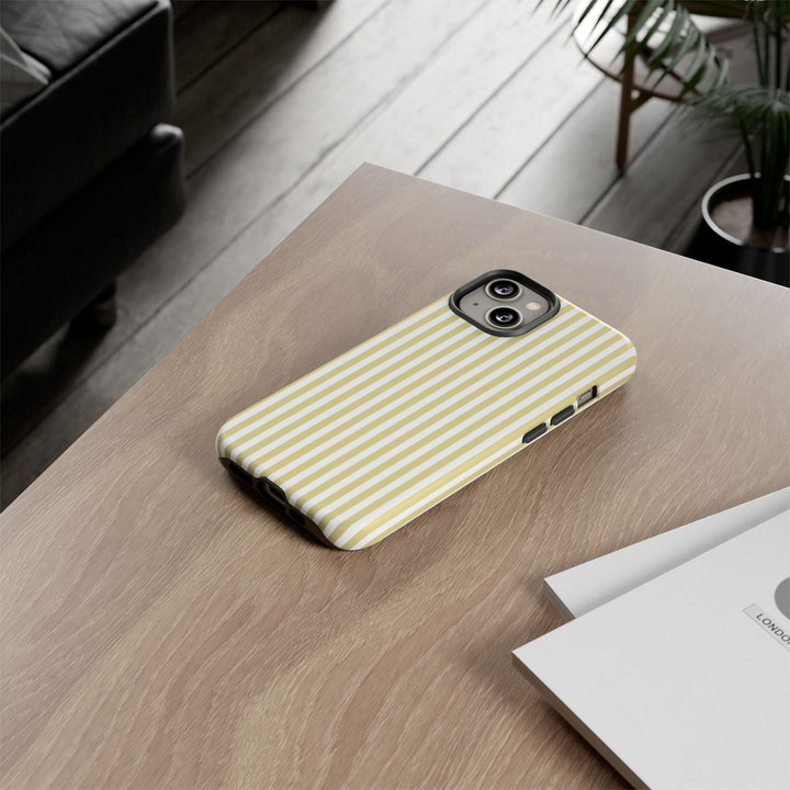 Tough Premium Soft Yellow Stripes Phone Case Gift for Her - For Apple iPhone 16 Pro Max 16e iPhone 15 Pro iPhone Iphone 14 Plus 13 Pro 12 SE XR - Studio40ParkLane
