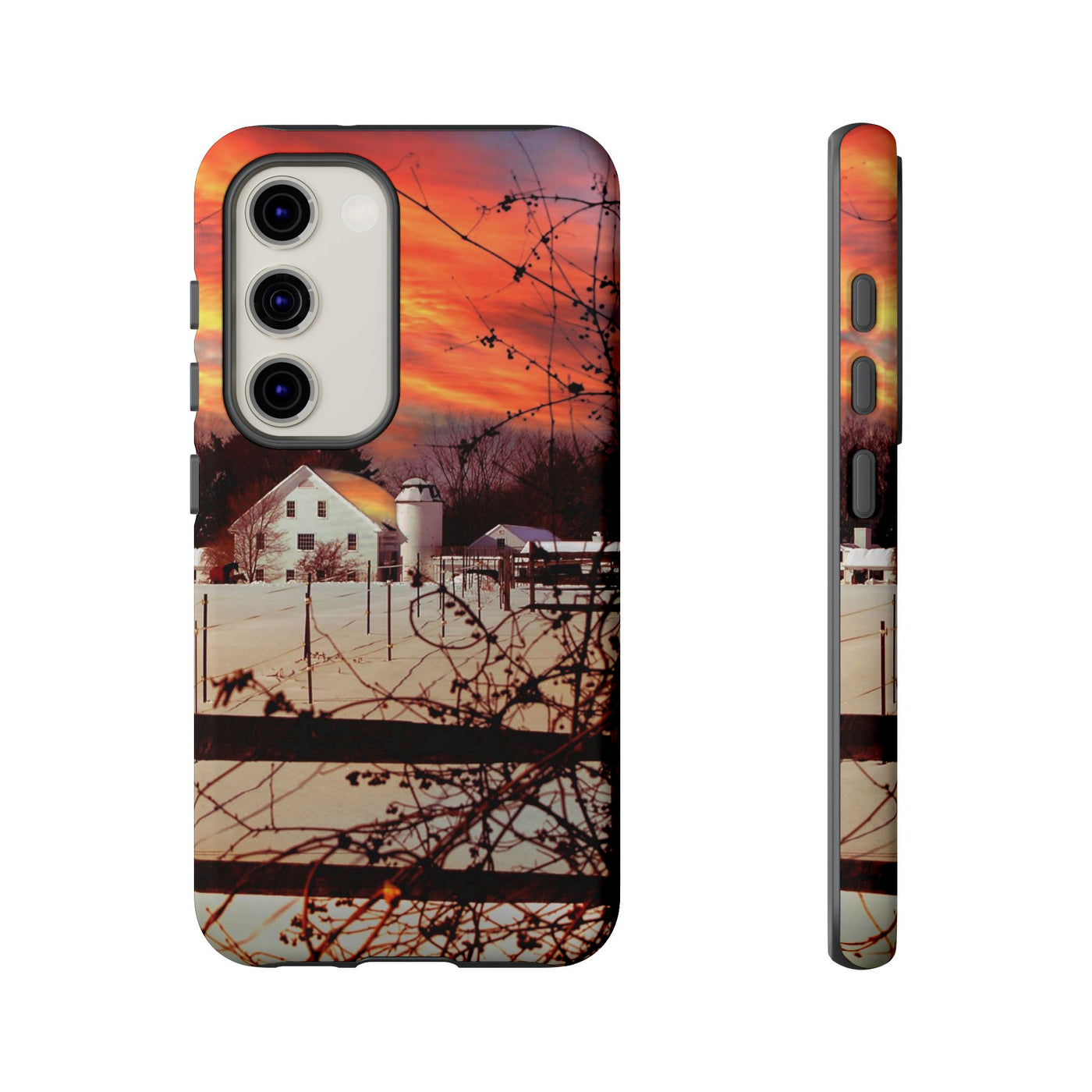 Impact Resistant, Winter Sunset Cute Phone Cases for Samsung S24, S23, S22, S21, IPhone 15 pro Iphone 14 pro Iphone 13 IPhone 12 Iphone 11