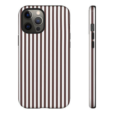 Tough Premium Brown Stripes Phone Case Gift for Her - For Apple iPhone 16 Pro Max 16e iPhone 15 Pro iPhone Iphone 14 Plus 13 Pro 12 SE XR - Studio40ParkLane