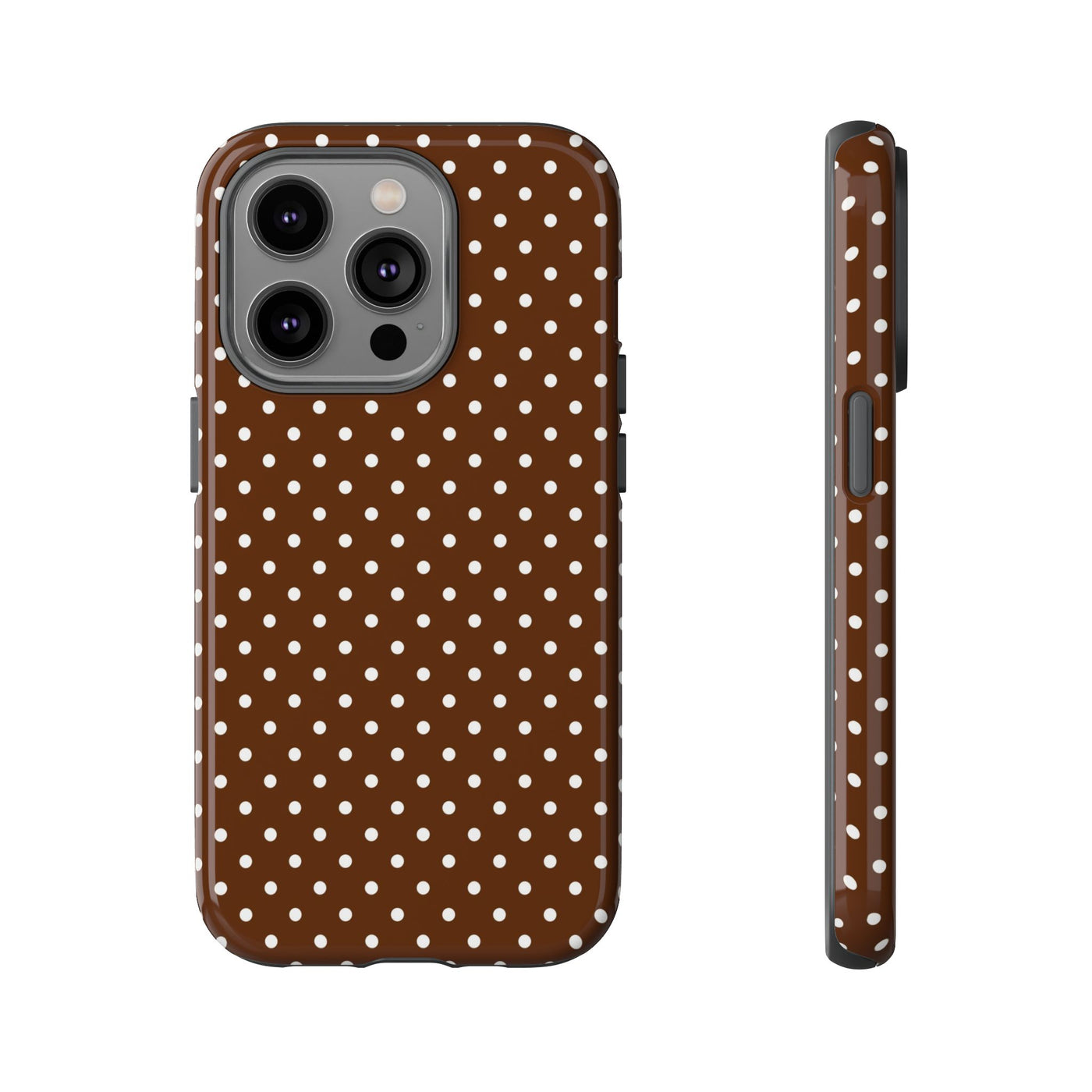 Aesthetic Tough Mocha Brown Polka Dots Premium Phone Case - For iPhone 17 Pro Max iPhone 16 Pro iPhone 15 Iphone 14 Plus 13 Pro 12 11 10 - Studio40ParkLane
