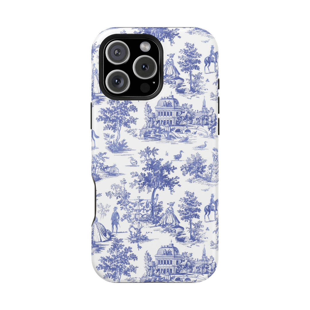 Blue Toile Magnetic Impact-Resistant Cute Phone Case for Iphone 16, iPhone 15 Pro Max Plus 14, 13, 12, 11 Gift for her - Studio40ParkLane