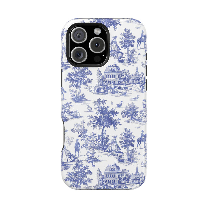 Blue Toile Magnetic Impact-Resistant Cute Phone Case for Iphone 16, iPhone 15 Pro Max Plus 14, 13, 12, 11 Gift for her - Studio40ParkLane