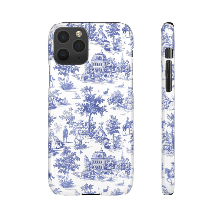 Sleek Snap Blue French Toile Cute Phone Case for iPhone 16 15 14 13 12 11 X Xs Max Xr Pro Plus Samsung Galaxy S24 S23 S22 S21 S20 Note Ultra