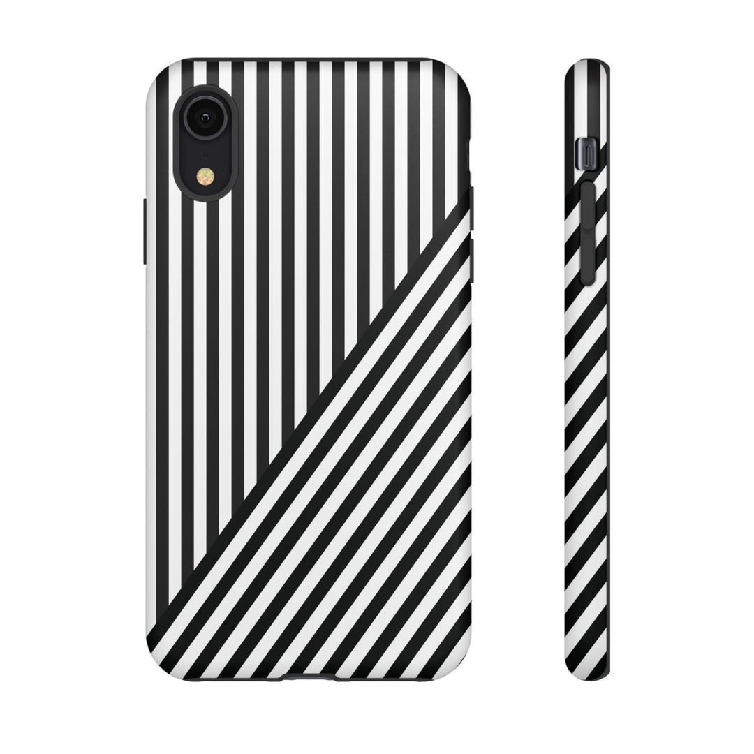 Aesthetic Tough Black White Stripes Phone Case - For iPhone 17 Pro Max iPhone 16 Pro iPhone 15 Iphone 14 Plus 13 Pro 12 11 10 XR - Studio40ParkLane