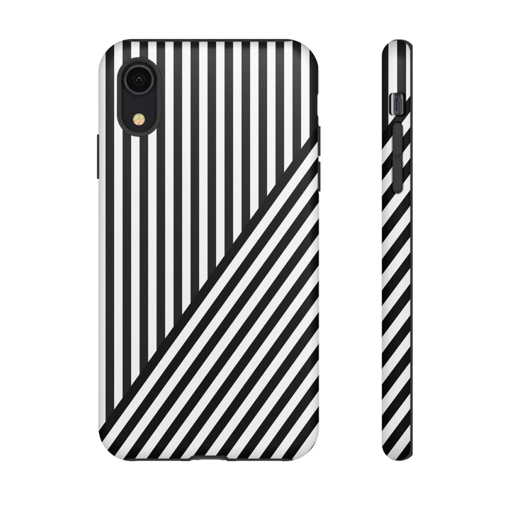 Aesthetic Tough Black White Stripes Phone Case - For iPhone 17 Pro Max iPhone 16 Pro iPhone 15 Iphone 14 Plus 13 Pro 12 11 10 XR - Studio40ParkLane