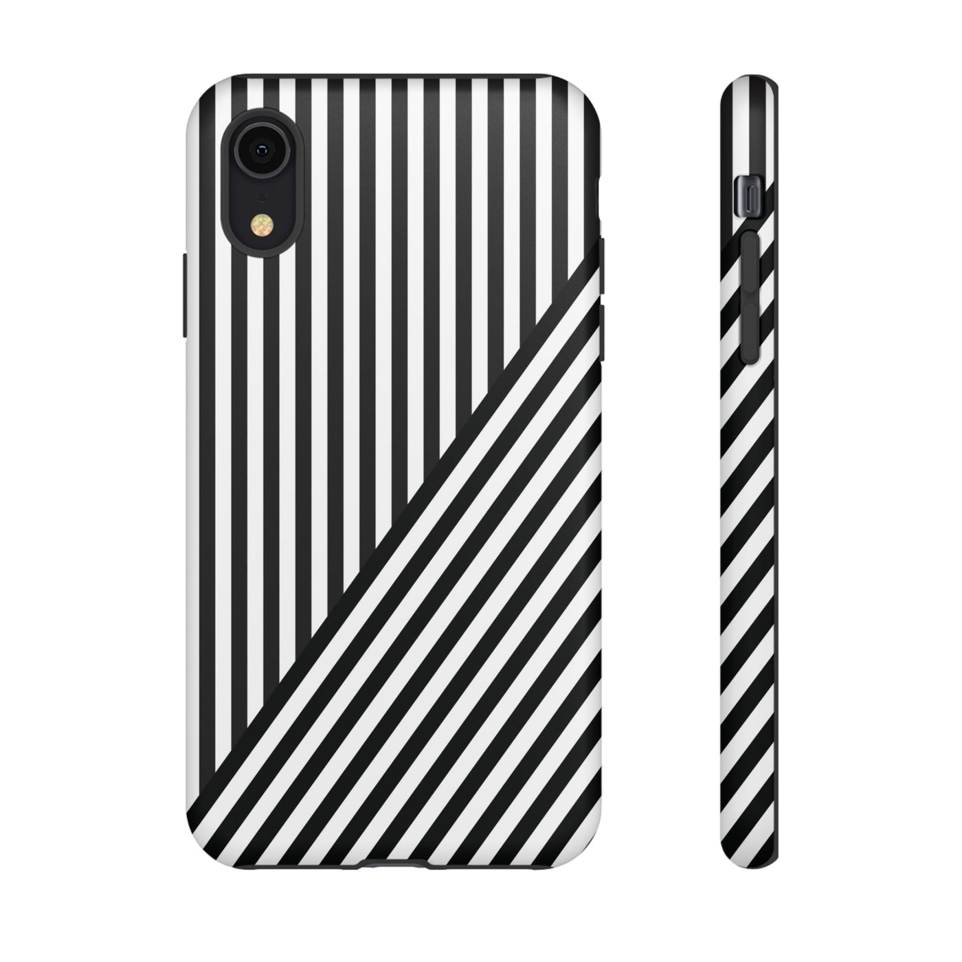 Aesthetic Tough Black White Stripes Phone Case - For iPhone 17 Pro Max iPhone 16 Pro iPhone 15 Iphone 14 Plus 13 Pro 12 11 10 XR - Studio40ParkLane