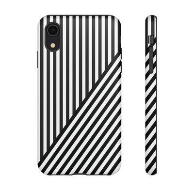 Aesthetic Tough Black White Stripes Phone Case - For iPhone 17 Pro Max iPhone 16 Pro iPhone 15 Iphone 14 Plus 13 Pro 12 11 10 XR - Studio40ParkLane