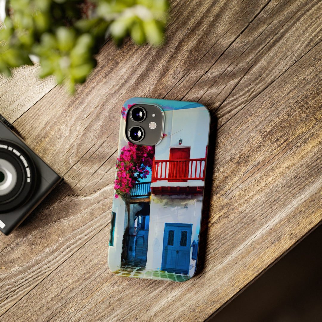 Slim Cute Phone Cases for Iphone | iPhone 15 Case | iPhone 15 Pro Max Case, Iphone 14, Iphone 14 Pro Max, Iphone 13, Colorful Greek Alley Watercolor - Studio40ParkLane