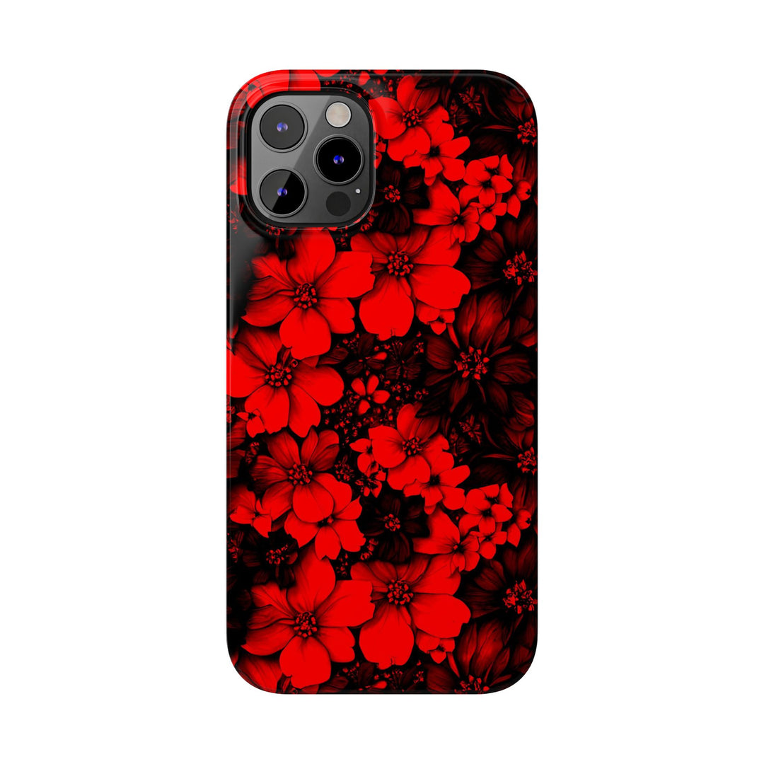 Slim Cute Phone Cases for Iphone - | iPhone 15 Case | iPhone 15 Pro Max Case, Iphone 14 Case, Iphone 14 Pro Max, Iphone 13, Red Black Flowers - Studio40ParkLane