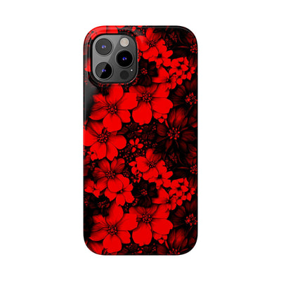 Slim Cute Phone Cases for Iphone - | iPhone 15 Case | iPhone 15 Pro Max Case, Iphone 14 Case, Iphone 14 Pro Max, Iphone 13, Red Black Flowers