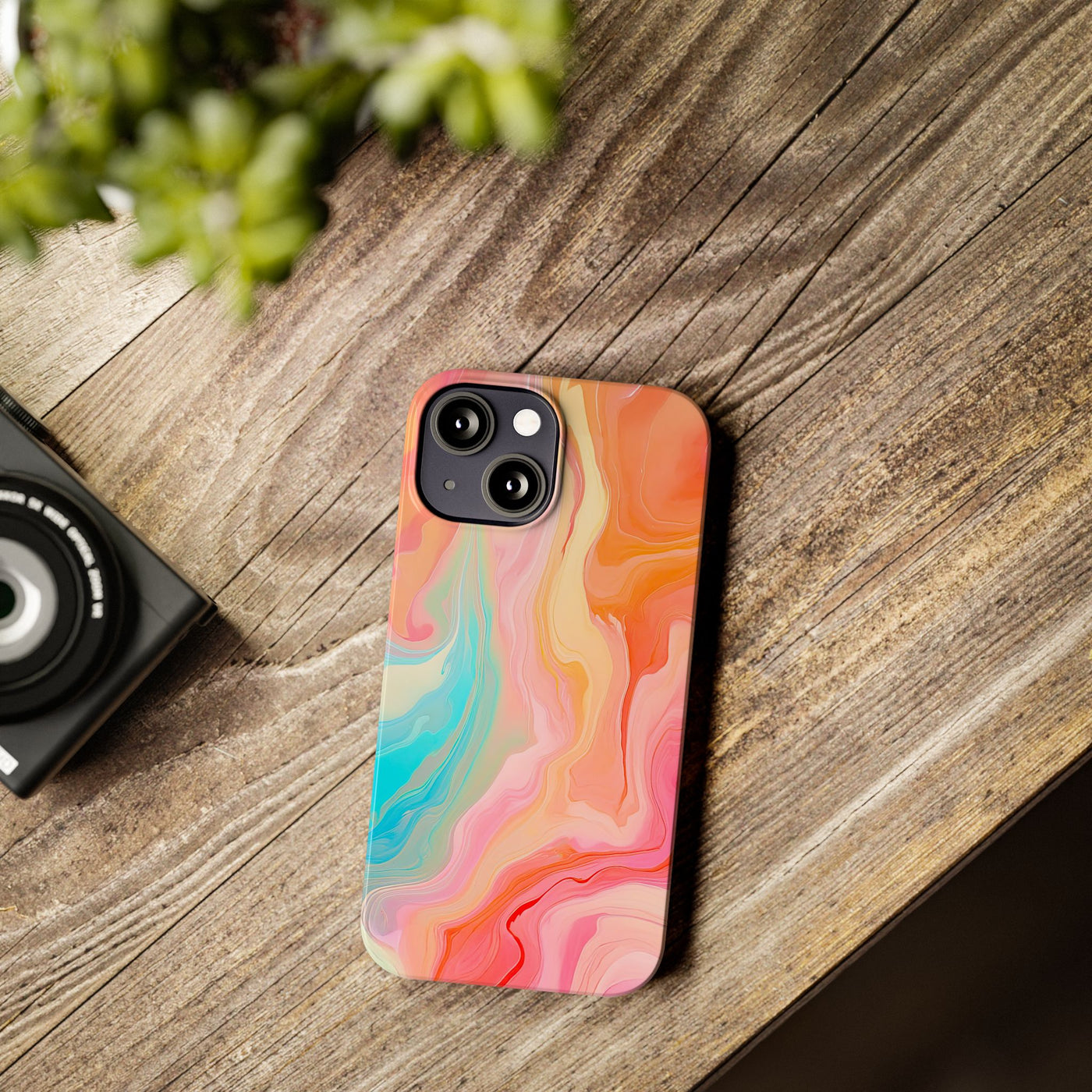 Slim Blue Pink Orange Marbled Cute Phone Cases for Iphone 16 Pro Max | iPhone 15 Case | iPhone 15 Pro Max Case, Iphone 14, Iphone 14 Pro Max, Iphone 13 12 11 8 7