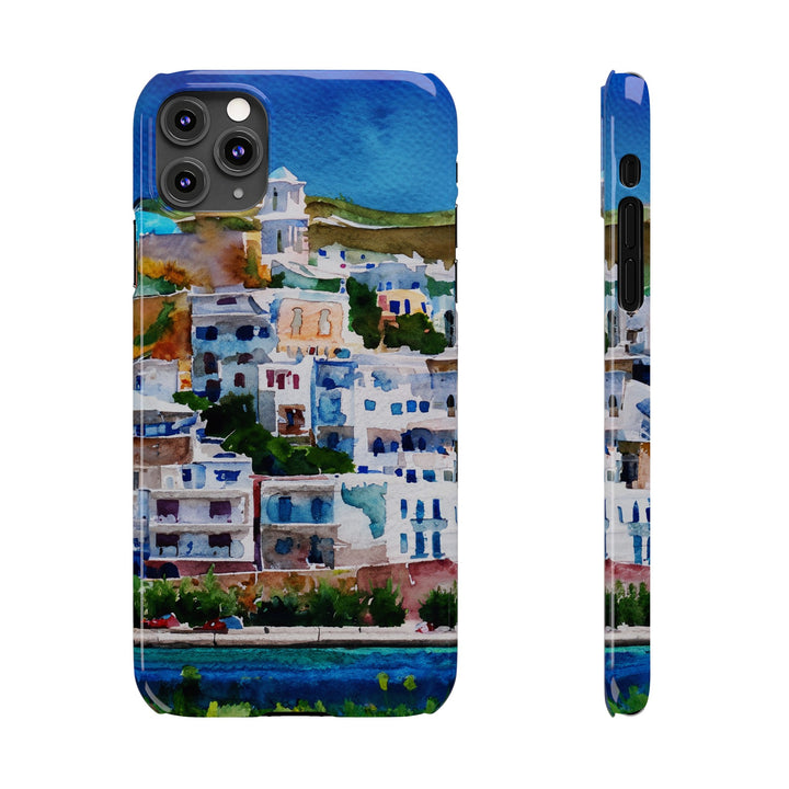 Slim Cute Phone Cases for Iphone | iPhone 15 Case | iPhone 15 Pro Max Case, Iphone 14, Iphone 14 Pro Max, Iphone 13, Colorful Greek House Watercolor - Studio40ParkLane