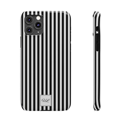 Slim Custom Personalized Black White Striped Phone Case for Iphone 16 - | iPhone 15 Pro Max Case | iPhone 14 Case Iphone 13 12 11 10 9 8 - Studio40ParkLane
