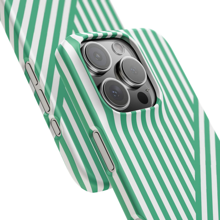 Aesthetic Emerald Stripes Cute Phone Case Sleek Snap - For iPhone 17 Pro Max iPhone 16 Pro iPhone 15 Iphone 14 Plus 13 Pro 12 11 10 Gift