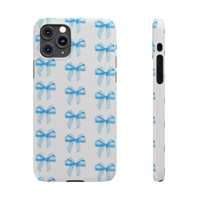 Slim Blue Bows Cute Phone Cases for Iphone 16 Pro Max | iPhone 15 Case | iPhone 15 Pro Max Case, Iphone 14, Iphone 14 Pro Max, Iphone 13 12 11 8 7