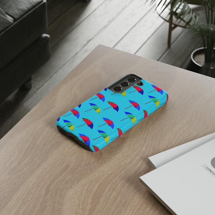 Cute Samsung Phone Case | Aesthetic Samsung Phone Case | Galaxy S23, S22, S21, S20 | Colorful Beach Parasols Blue, Protective Phone Case - Studio40ParkLane
