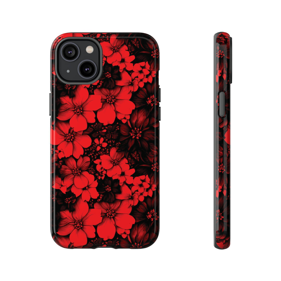 Cute IPhone Case | Red Black Flowers, iPhone 15 Case | iPhone 15 Pro Case, Iphone 14 Case, Iphone 14 Pro Max Case, Protective Iphone Case - Studio40ParkLane