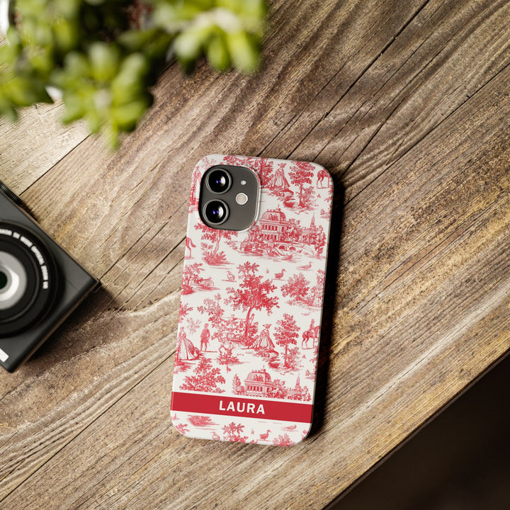 Slim French Toile Personalized Initial Custom Gift for Her Cute Phone Cases for Iphone 16 Pro Max | iPhone 15 Case | iPhone 15 Pro Max Case, Iphone 14, 13, 12, 11, 10, 8, 7 - Studio40ParkLane
