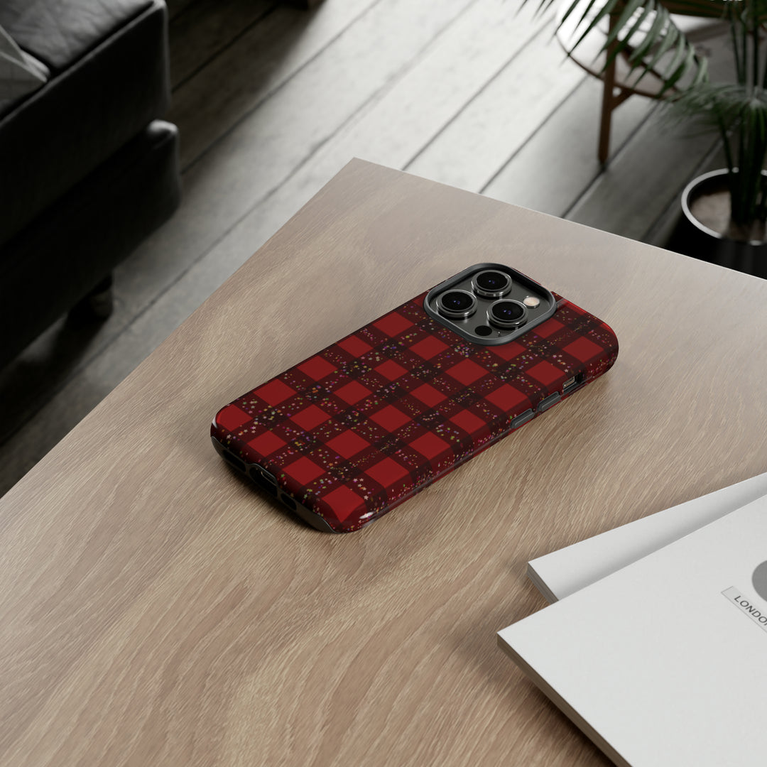 Cute IPhone Case | iPhone 15 Case | iPhone 15 Pro Max Case, Iphone 14 Case, Iphone 14 Pro Max Case IPhone Case for Art Lovers, Red Festive Plaid - Studio40ParkLane
