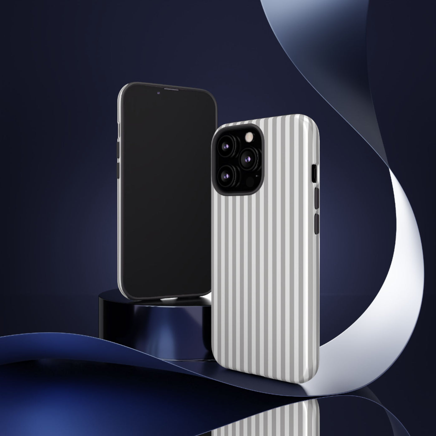 Tough Premium Ash Grey Stripes Phone Case Gift for Her - For Apple iPhone 16 Pro Max 16e iPhone 15 Pro iPhone Iphone 14 Plus 13 Pro 12 SE XR - Studio40ParkLane
