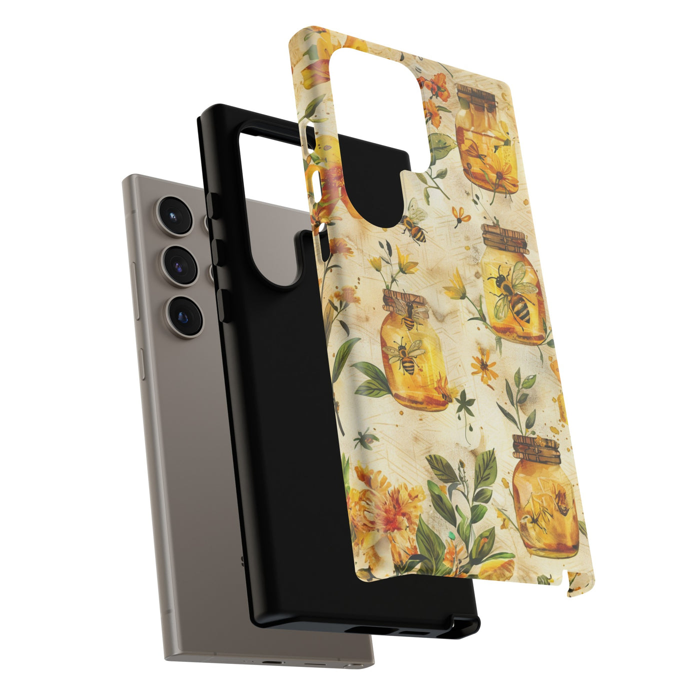 Impact Resistant, Honey Bees, Cute Phone Cases for Samsung S24, S23, S22, S21, IPhone 15 pro Iphone 14 pro Iphone 13 IPhone 12 Iphone 11