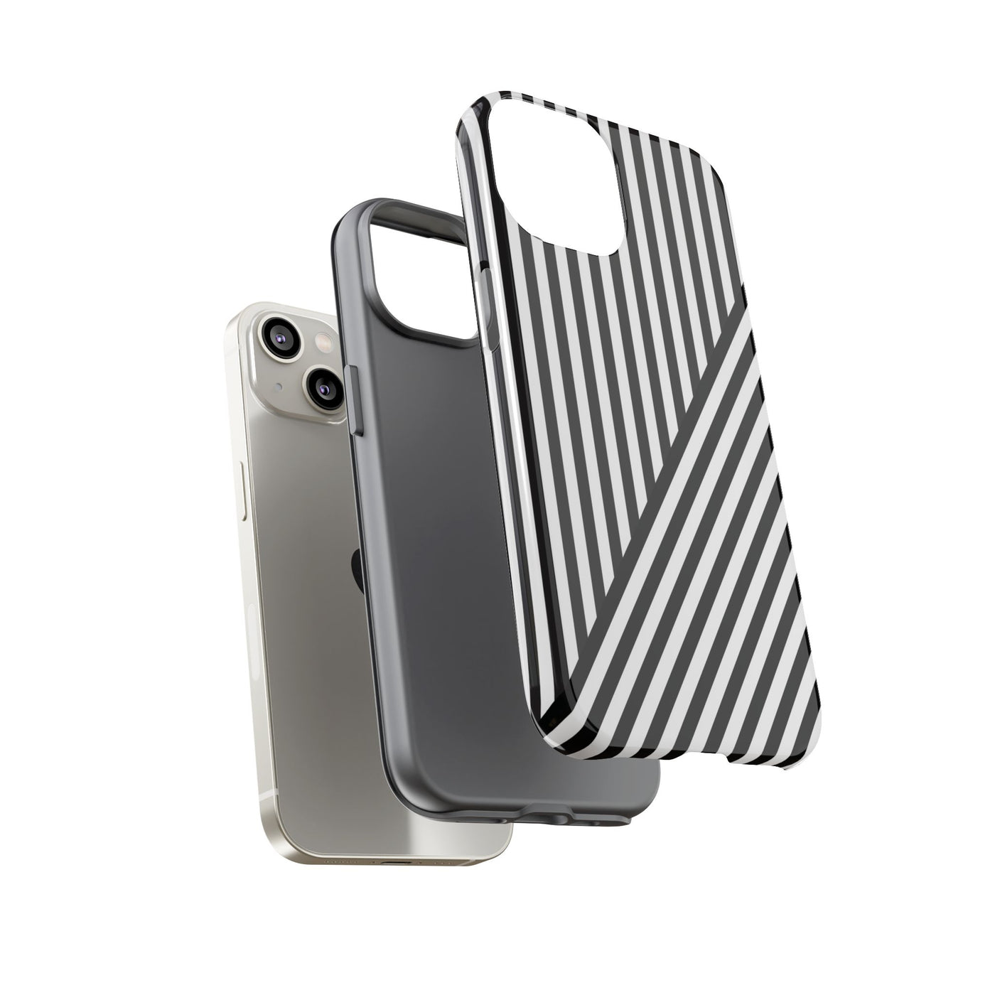 Aesthetic Tough Black White Stripes Phone Case - For iPhone 17 Pro Max iPhone 16 Pro iPhone 15 Iphone 14 Plus 13 Pro 12 11 10 XR - Studio40ParkLane