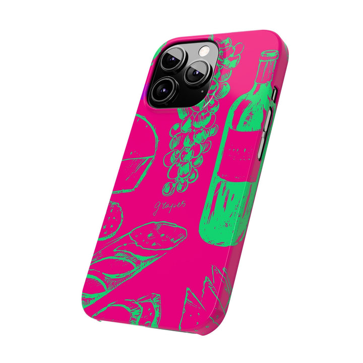 Slim French Food Wine Pink Green Cute Phone Cases for Iphone | iPhone 15 Case | iPhone 15 Pro Max Case, Iphone 14, Iphone 14 Pro Max, Iphone 13, - Studio40ParkLane