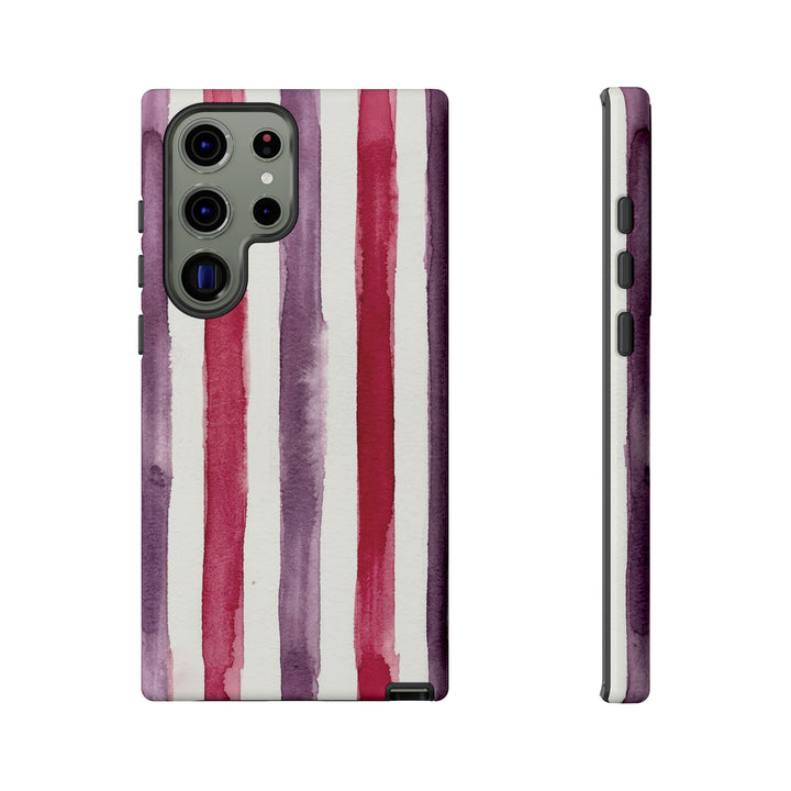 Tough Cute Wine Red Purple Stripes Phone Case, for IPhone 17 Pro Max | Iphone 17 Air, Iphone 16, IPhone 15, 14 13 12, Samsung Galaxy S26, S25, S24, S23 - Studio40ParkLane