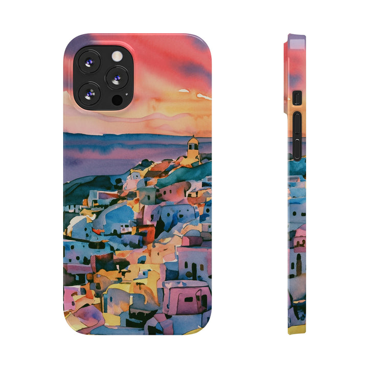 Slim Cute Phone Cases for Iphone | iPhone 15 Case | iPhone 15 Pro Max Case, Iphone 14, Iphone 14 Pro Max, Iphone 13, Colorful Greek House Watercolor - Studio40ParkLane