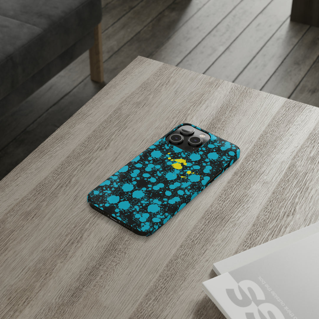 Slim Cute Phone Cases for Iphone - | iPhone 15 Case | iPhone 15 Pro Max Case, Iphone 14 Case, Iphone 14 Pro Max, Iphone 13, Paint Splash Blue Yellow - Studio40ParkLane