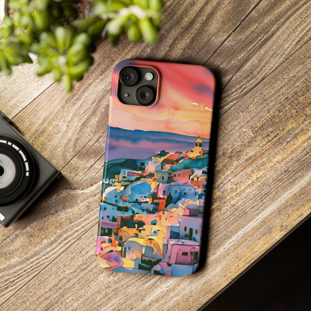 Slim Cute Phone Cases for Iphone | iPhone 15 Case | iPhone 15 Pro Max Case, Iphone 14, Iphone 14 Pro Max, Iphone 13, Colorful Greek House Watercolor - Studio40ParkLane
