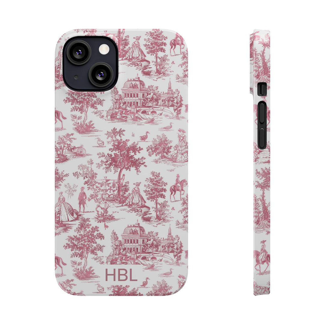 Slim Personalized Slim Pink Vintage French Toile Cute Phone Cases for Iphone 16 Pro Max | iPhone 15 Case | iPhone 15 Pro Max Case, Iphone 14, Iphone 14 Pro Max, Iphone 13 12 11 8 7 - Studio40ParkLane
