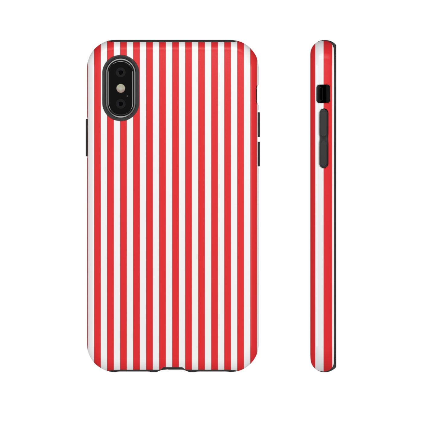 Tough Premium Poppy Red Stripes Phone Case Gift for Her - For Apple iPhone 16 Pro Max 16e iPhone 15 Pro iPhone Iphone 14 Plus 13 Pro 12 SE XR - Studio40ParkLane