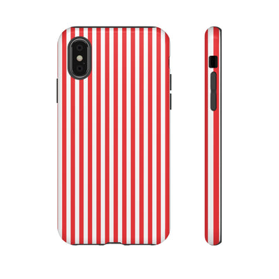 Tough Premium Poppy Red Stripes Phone Case Gift for Her - For Apple iPhone 16 Pro Max 16e iPhone 15 Pro iPhone Iphone 14 Plus 13 Pro 12 SE XR - Studio40ParkLane