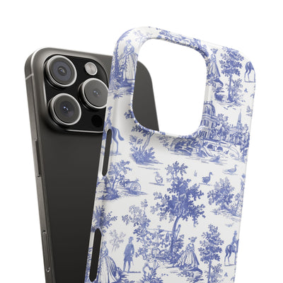 Snap Blue Vintage French Toile Cute Phone Cases for Samsung Galaxy S24, S23, S22, S21, S20, Plus, Ultra, Iphone 16, 15, 14, Pro and Max