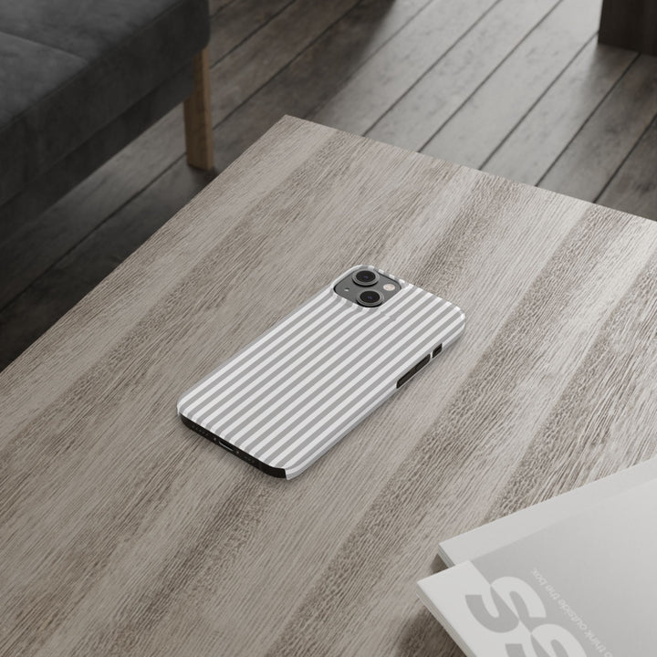 Slim Light Grey Striped Cute Phone Case for Iphone 16 - | iPhone 15 Pro Max Case | iPhone 14 Case Iphone 13 12 11 10 9 8 7 Gift for Her - Studio40ParkLane