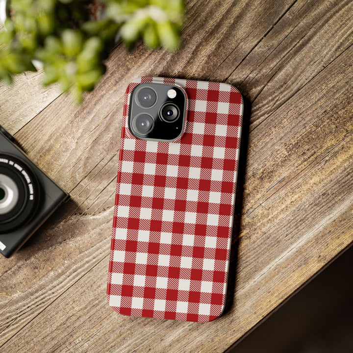 Slim Red Gingham Gift for Her Cute Phone Cases for Iphone 16 Pro Max | iPhone 15 Case | iPhone 15 Pro Max Case, Iphone 14, 13, 12, 11, 10, 8, 7 - Studio40ParkLane