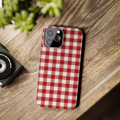 Slim Red Gingham Gift for Her Cute Phone Cases for Iphone 16 Pro Max | iPhone 15 Case | iPhone 15 Pro Max Case, Iphone 14, 13, 12, 11, 10, 8, 7