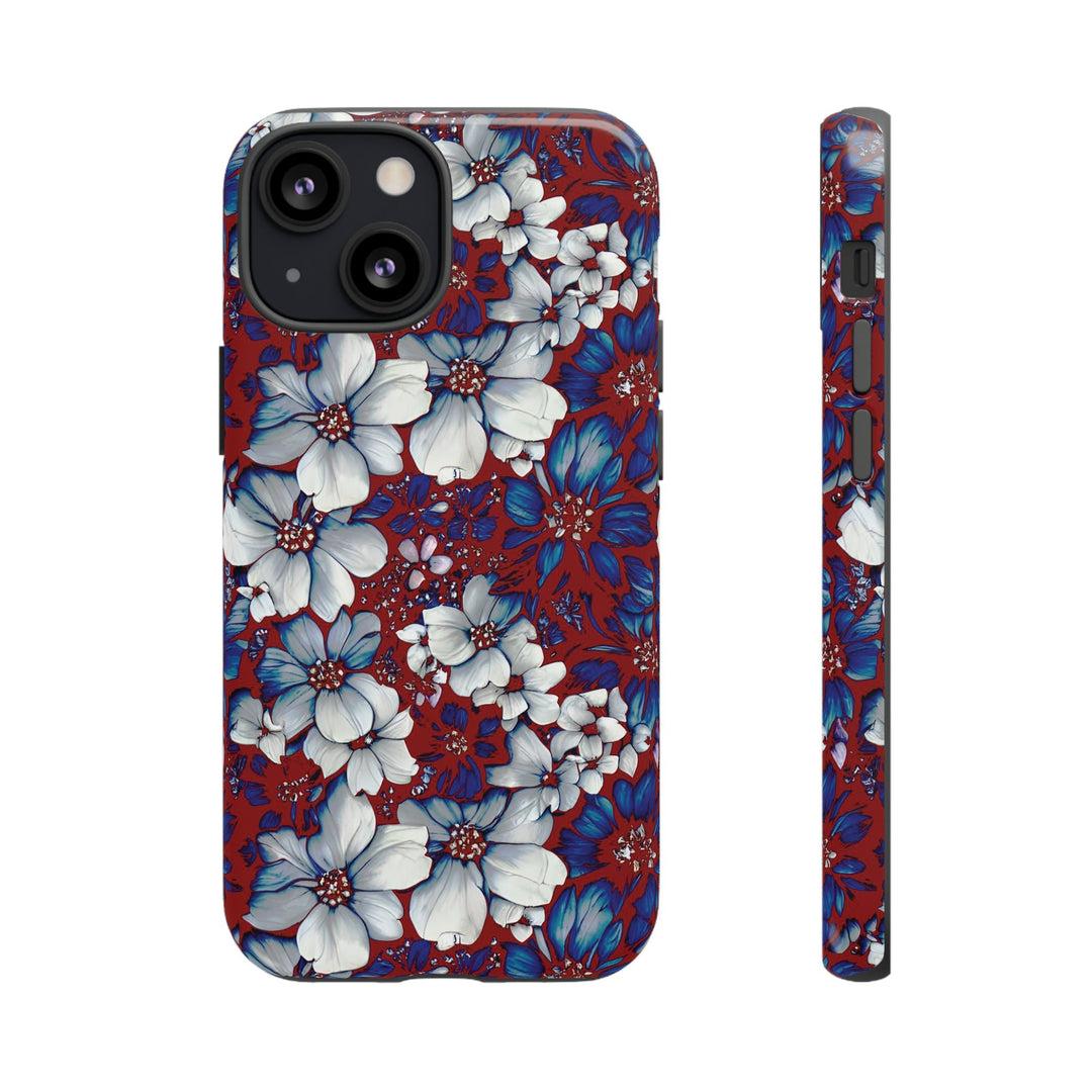 Cute IPhone Case | Red Blue Flowers, iPhone 15 Case | iPhone 15 Pro Case, Iphone 14 Case, Iphone 14 Pro Max Case, Protective Iphone Case - Studio40ParkLane