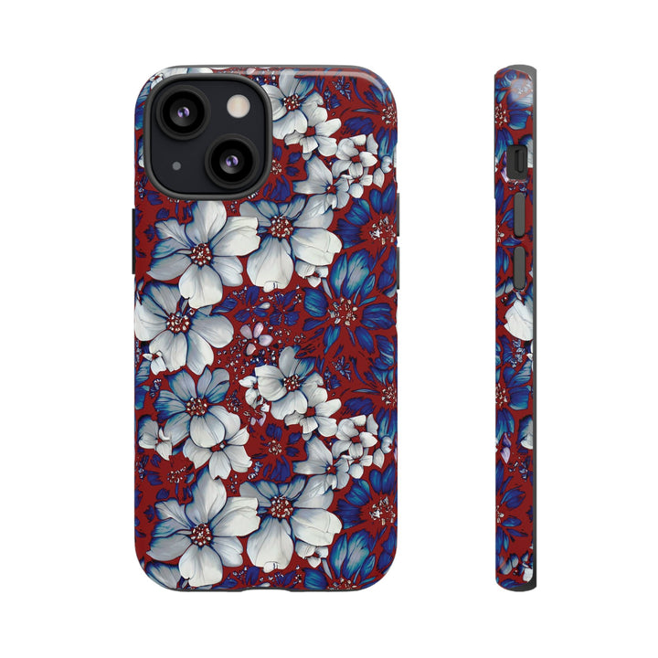 Cute IPhone Case | Red Blue Flowers, iPhone 15 Case | iPhone 15 Pro Case, Iphone 14 Case, Iphone 14 Pro Max Case, Protective Iphone Case - Studio40ParkLane