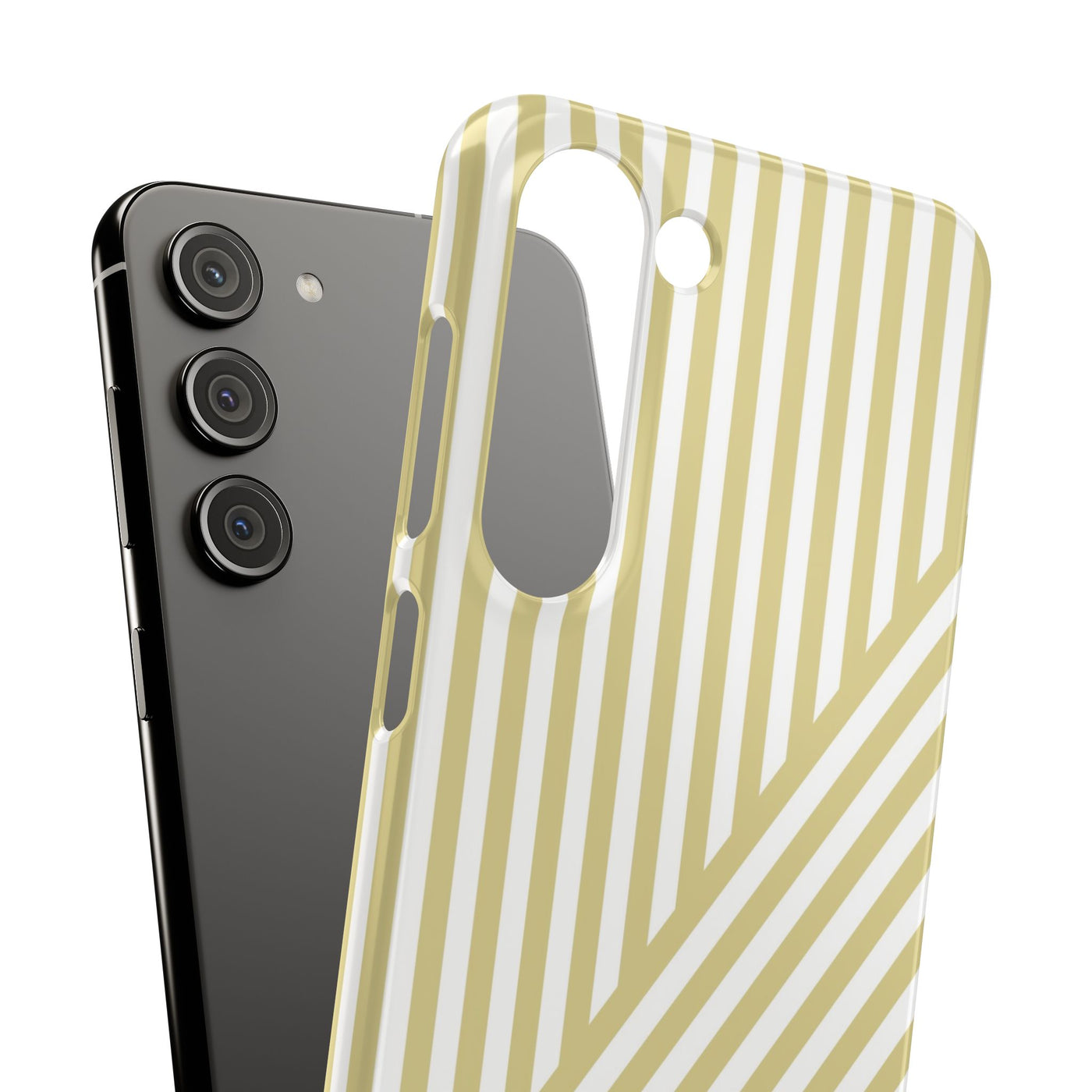 Aesthetic Yellow Beige Stripes Cute Phone Case Sleek Snap - For iPhone 17 Pro Max iPhone 16 Pro iPhone 15 Iphone 14 Plus 13 Pro 12 11 10 Gift