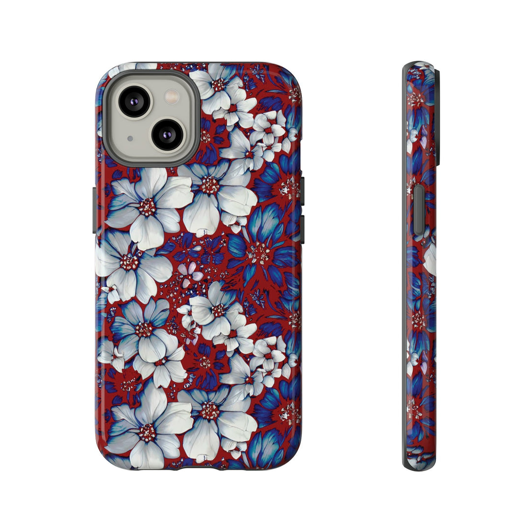 Cute IPhone Case | Red Blue Flowers, iPhone 15 Case | iPhone 15 Pro Case, Iphone 14 Case, Iphone 14 Pro Max Case, Protective Iphone Case - Studio40ParkLane