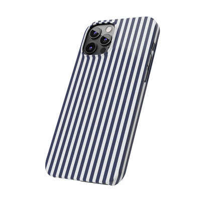 Slim Navy Blue Striped Cute Phone Case for Iphone 16 - | iPhone 15 Pro Max Case | iPhone 14 Case Iphone 13 12 11 10 9 8 7 XS X Gift for Her - Studio40ParkLane
