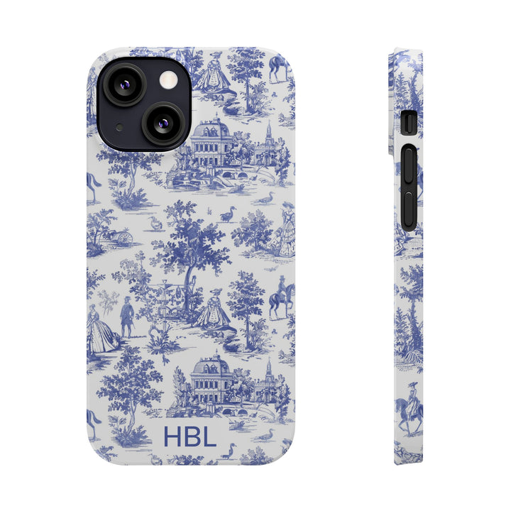 Slim Personalized Slim Blue Vintage French Toile Cute Phone Cases for Iphone 16 Pro Max | iPhone 15 Case | iPhone 15 Pro Max Case, Iphone 14, Iphone 14 Pro Max, Iphone 13 12 11 8 7 - Studio40ParkLane