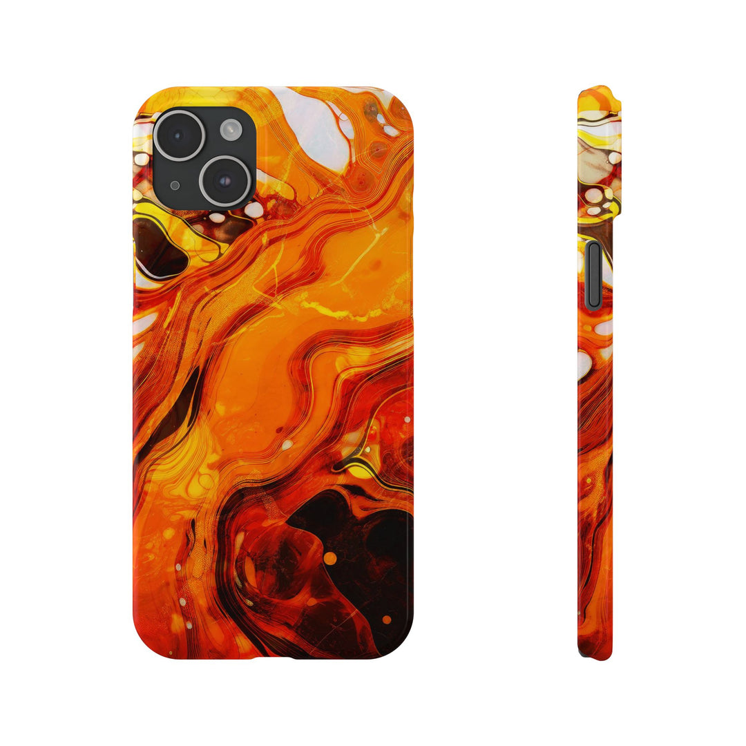 Slim Cute Phone Cases for Iphone - | iPhone 15 Case | iPhone 15 Pro Max Case, Iphone 14 Case, Iphone 14 Pro Max, Iphone 13, Marble Orange Yellow - Studio40ParkLane